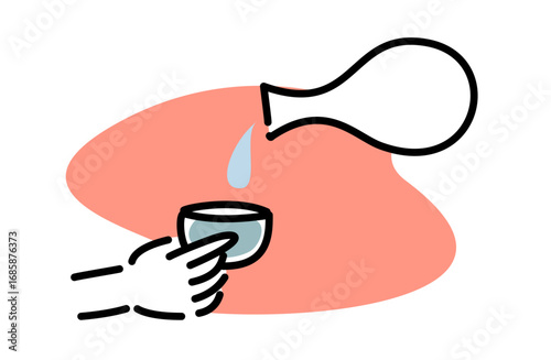 日本酒をお酌するベクターイラスト