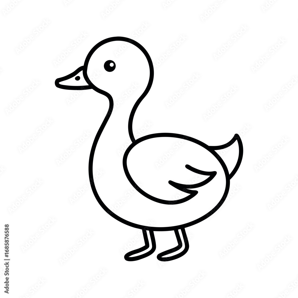 Fototapeta premium Little Grebe Outline on White Background