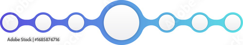 Symmetrical chain layout of evenly spaced gradient circles connected in a straight line.