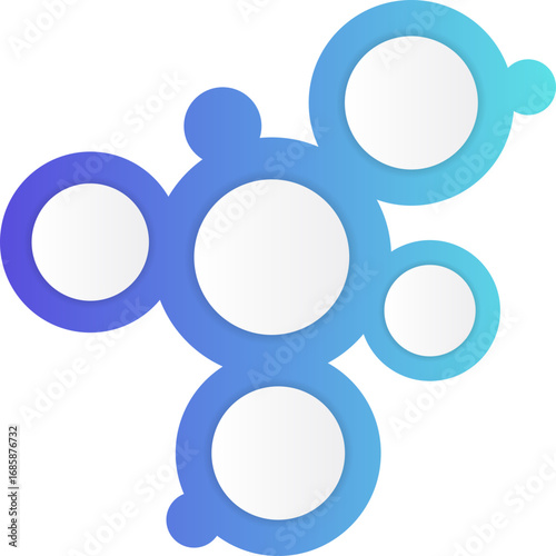 Diagram featuring multiple central hubs linked together with smaller nodes forming a connected circular network.