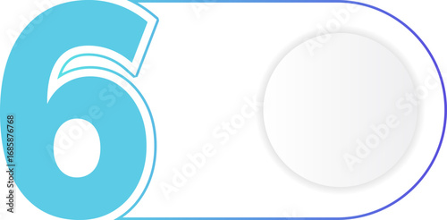 Gradient outline circle tag containing a bold number six at its center.