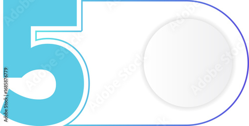 Circular outlined tag in gradient colors displaying a bold number five.