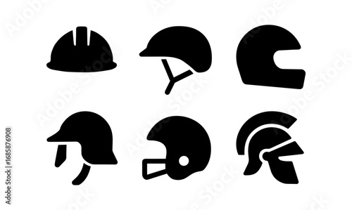 Collection of helmet silhouettes featuring various styles and designs