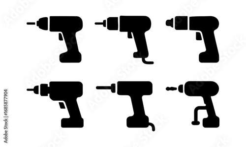 Silhouette collection of power drills in various designs