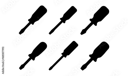 Silhouette screwdriver icons patterned design for tools and hardware themes