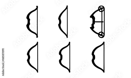 Collection of bow designs: traditional and compound silhouettes
