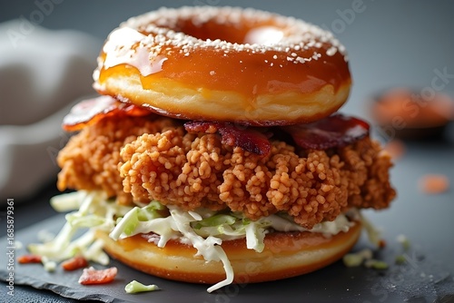 Wallpaper Mural crispy chicken donut sandwich with coleslaw and bacon Torontodigital.ca