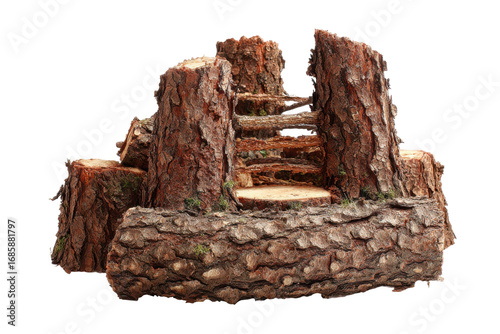Log building blocks for creative play forest background nature art
