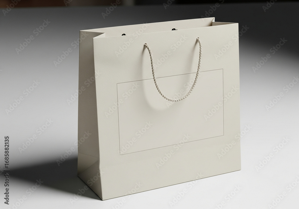Elegant plain shopping bag with handles, ready for custom branding.