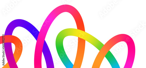 Abstract Curve Color Line Pattern. Gradient Chain Shapes 3D Design Elements. Vector Fun Color Waves  Isolated on Background.