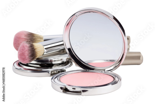 Makeup application event vanity table beauty products indoor close-up