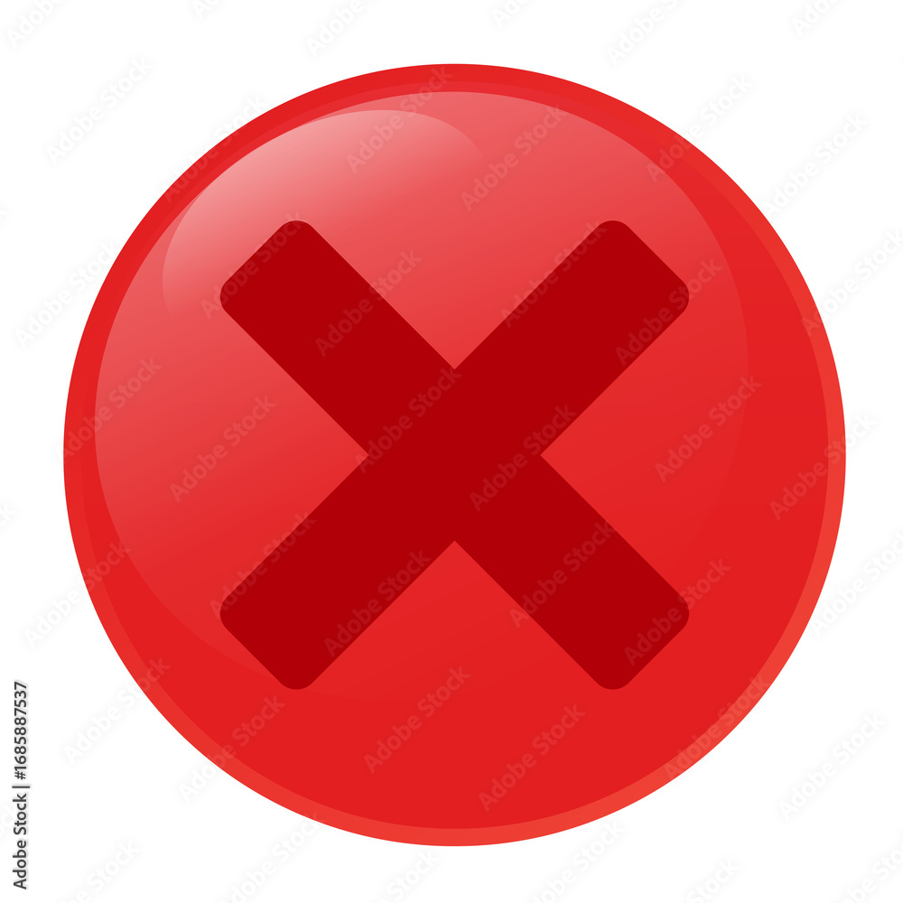 Obraz premium Red Cross Mark Button, Icon, Red, Symbol, Isolated, No