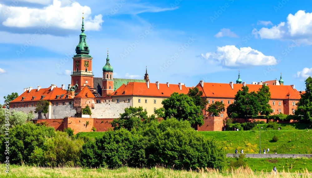 Obraz premium Panoramic view of a historic European castle complex