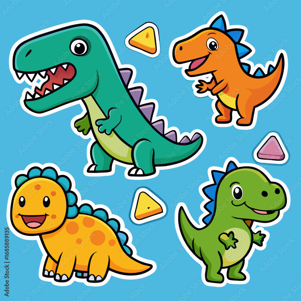 Obraz premium Dinosaur stickers for kids printable svg editable vector Dino theme 