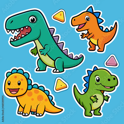 Dinosaur stickers  for kids printable svg editable vector Dino theme 