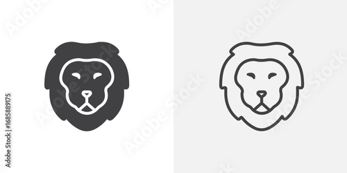 Lion head icon set for ui designs on white background