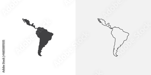 Latin america icon set for ui designs on white background