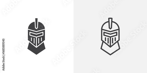 Knight helmet icon set for ui designs on white background