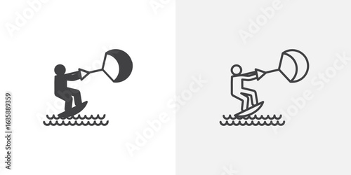 Kitesurf sign icon set for ui designs on white background