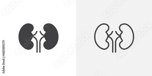 Kidney icon set for ui designs on white background