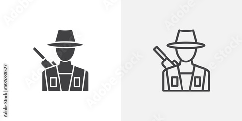 Hunter icon set for ui designs on white background