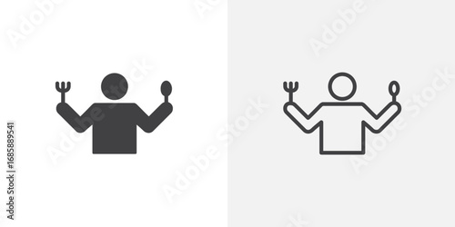 Hungry human icon set for ui designs on white background