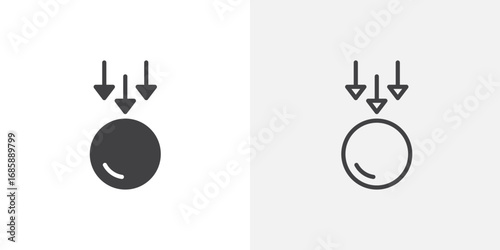Gravity icon set for ui designs on white background