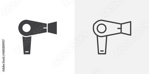 Blow dryer icon set for ui designs on white background