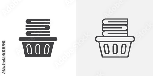 Laundry hamper icon set for ui designs on white background