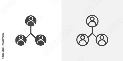 Hierarchical structure icon set for ui designs on white background