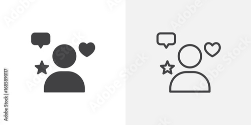 Influencer icon set for ui designs on white background