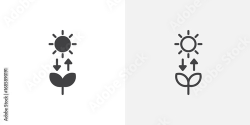 Photosynthesis icon set for ui designs on white background