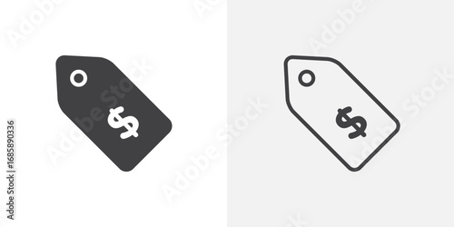 Price tag icon set for ui designs on white background