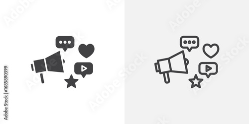 Social campaign icon set for ui designs on white background