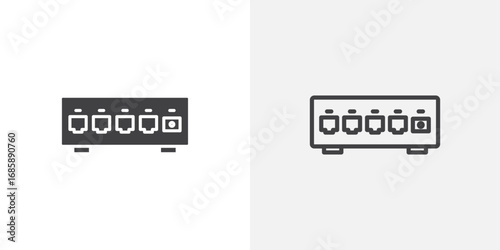Network switch icon set for ui designs on white background