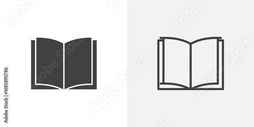 Open book icon set for ui designs on white background