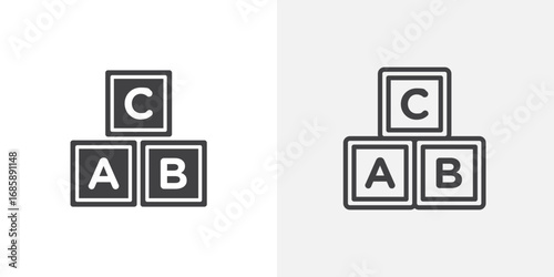 Baby ABC cubes icon set for ui designs on white background