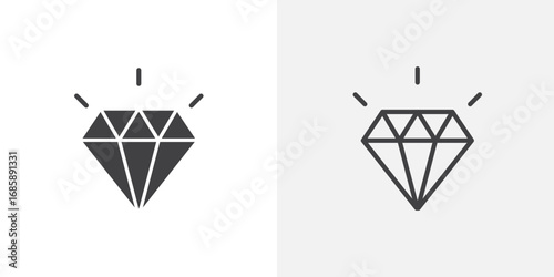 Gemstone icon set for ui designs on white background