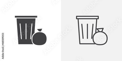 Garbage icon set for ui designs on white background