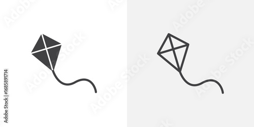 Flying a kite icon set for ui designs on white background
