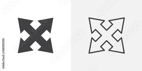 Expand arrows icon set for ui designs on white background