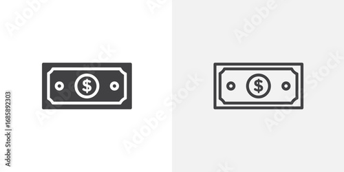Dollar icon set for ui designs on white background
