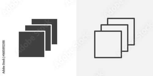 Depth perception icon set for ui designs on white background