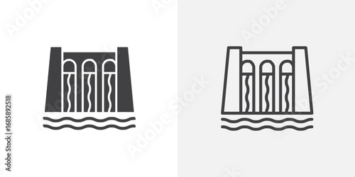 Dam icon set for ui designs on white background