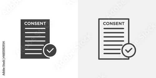 Consent icon set for ui designs on white background
