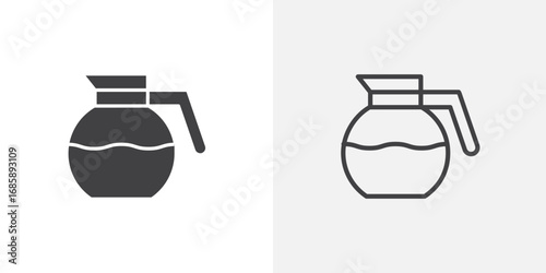 Coffee pot icon set for ui designs on white background
