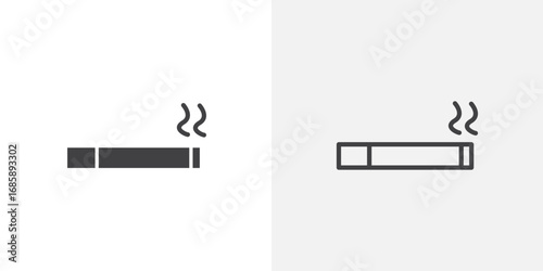Cigarette icon set for ui designs on white background