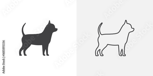 Chihuahua dog icon set for ui designs on white background