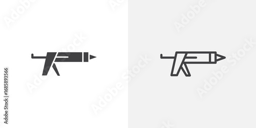 Caulk gun icon set for ui designs on white background