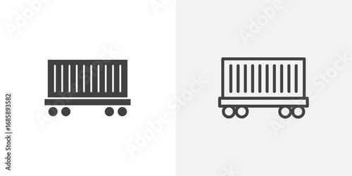 Cargo wagon icon set for ui designs on white background